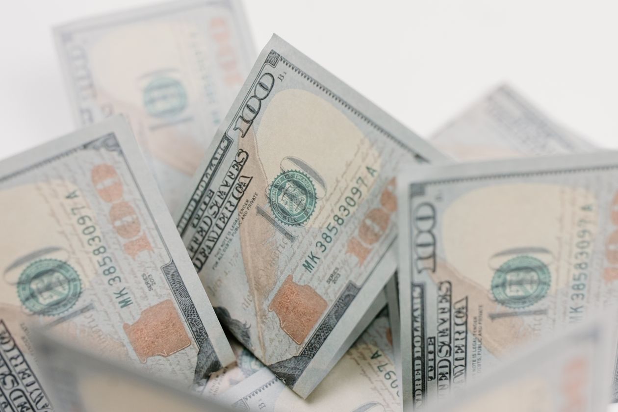 Close-up of US dollar banknotes